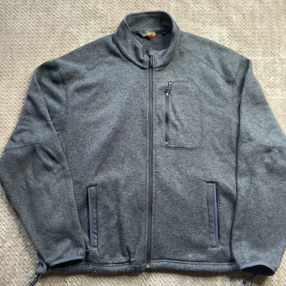 ORVIS Men's Trout Bum Polyester Fleece Full Zip Knit Jacket Gray Size XXL‎